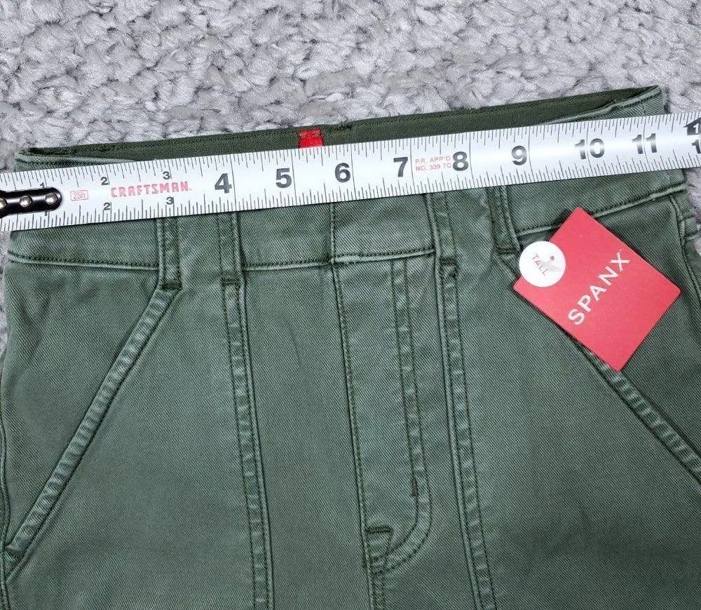 Spanx READ  Tall Stretch Twill Ankle Cargo Pant Women's Size XS Green Pull On - Image 10