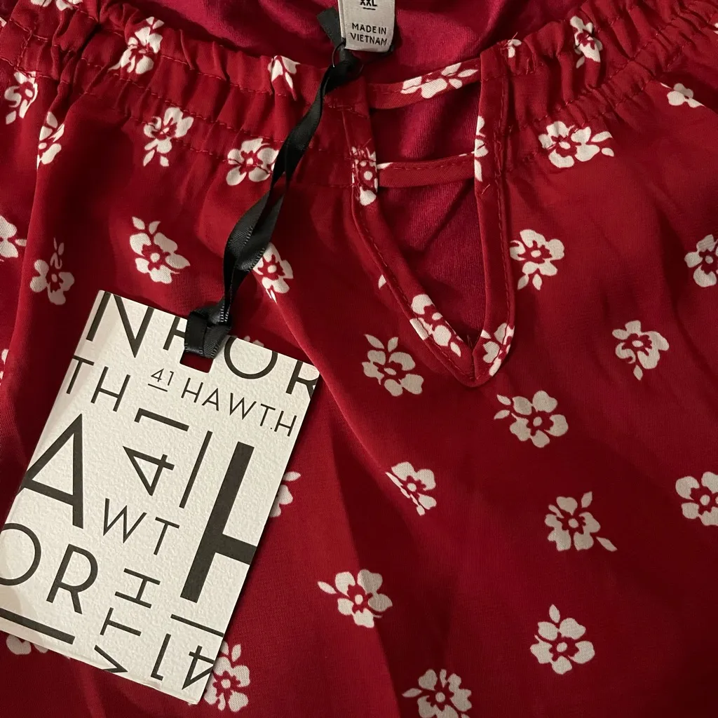 41 Hawthorne Red White Floral Blouse Rayon Blend Sz XXL NWT - Image 8