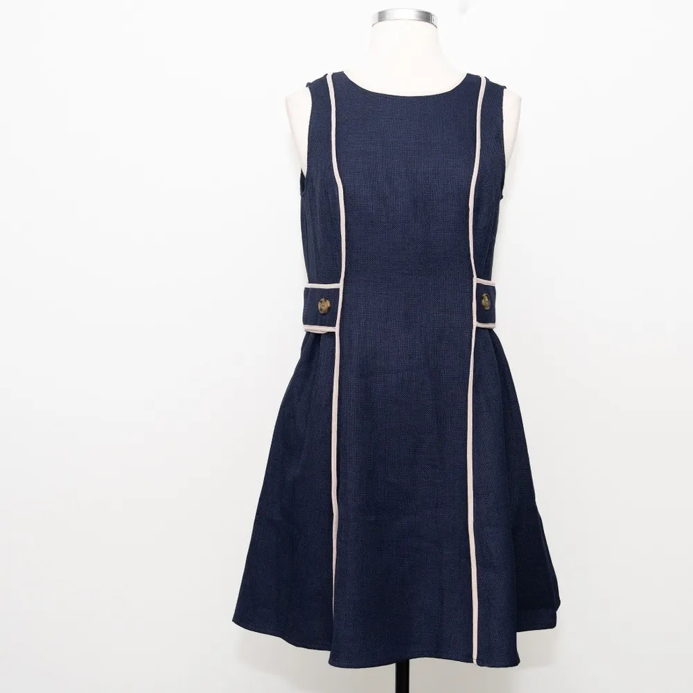 Shoshanna | Samara Navy Textured Mini Dress - Image 2