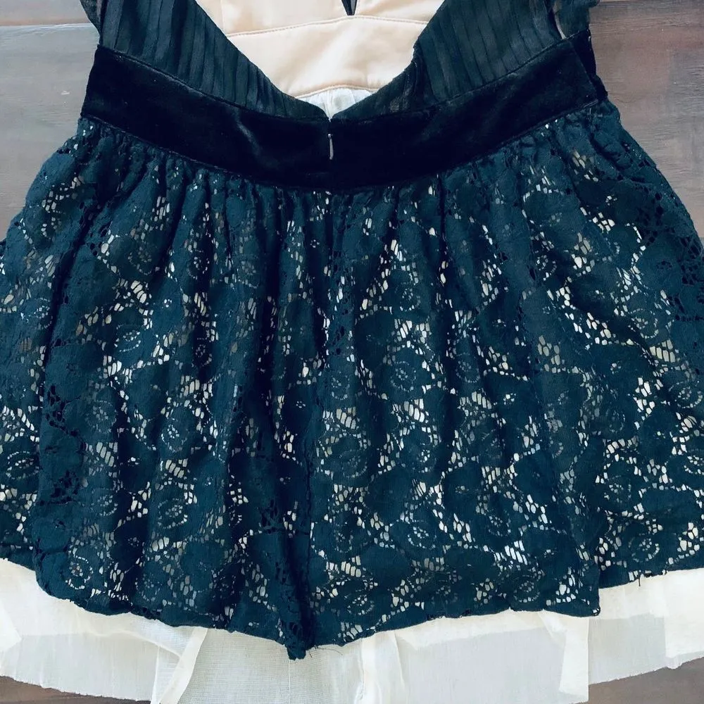 ASOS Petite Black & Cream Sheer Lace Open Back Halter Top Prom Dress | Size: 6/8 - Image 8