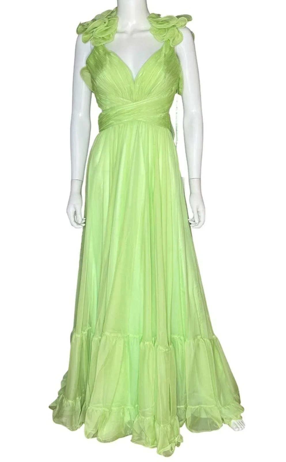 Mac Duggal Ruffle Tiered Cut-Out Chiffon Gown 67911 Mint Women’s Sz 8 - Image 2