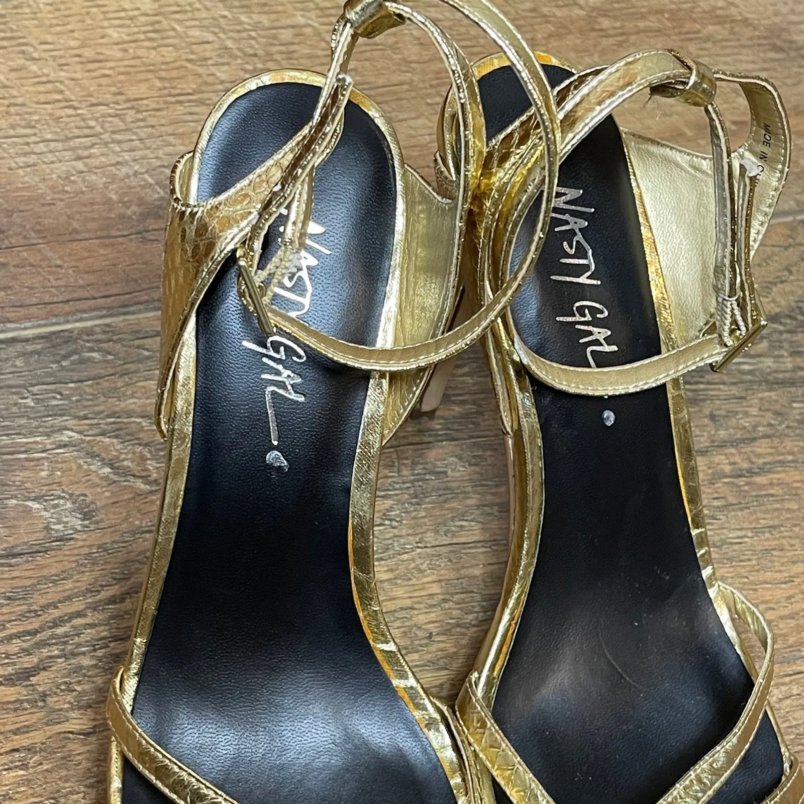 Nasty Gal  Woman’s Gold “Night Out” Classy Heels Size 8.5M - Image 4