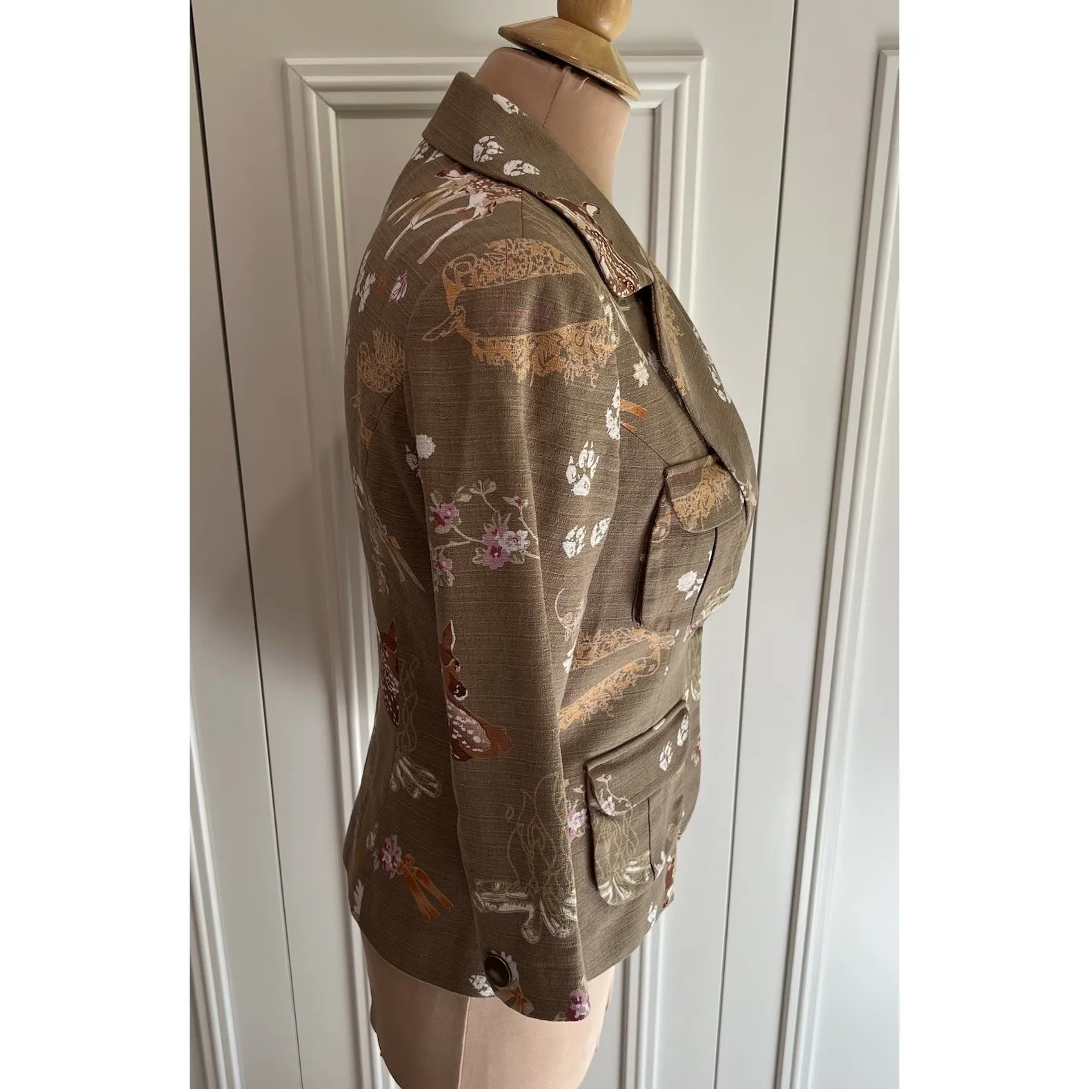 Cynthia Rowley Deer Print Jacket Blazer Size 3 (Fits Size Small)‎ Nature Fall - Image 3