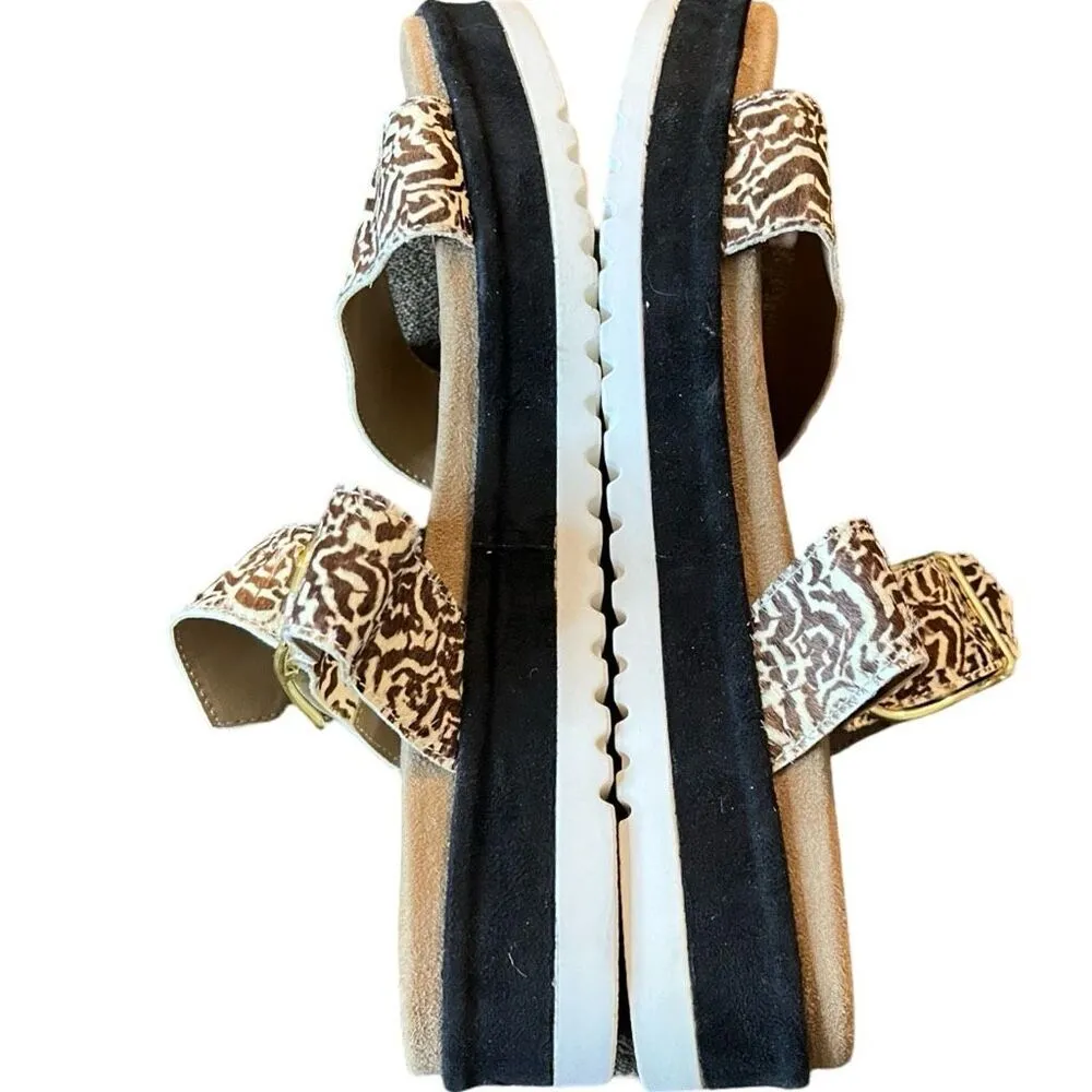 Very Volatile Amy Jane Calf Hair Leather Slides Platform Sandals Sz 8 - Image 4