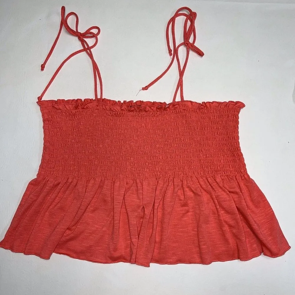 Wild Fable Womens Smocked Tank Top SZ XXL Orange Cropped Stretch Flowy Festival - Image 5
