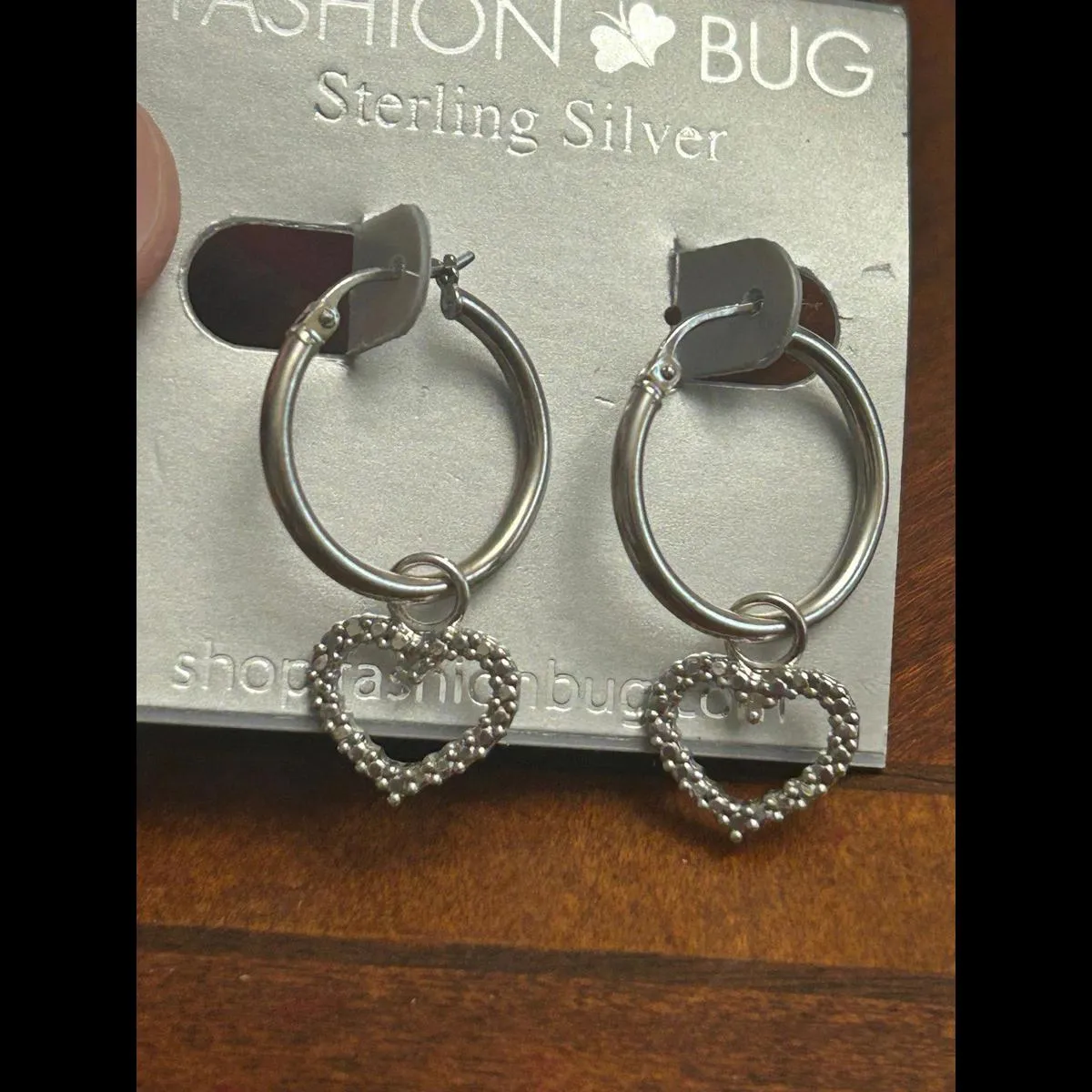Sterling silver earrings hoops heart cute - Image 2