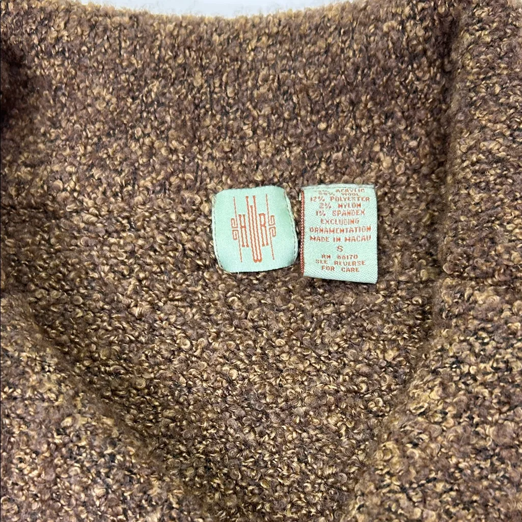 HWR Anthropologie Brown Textured sweater jacket - Image 9