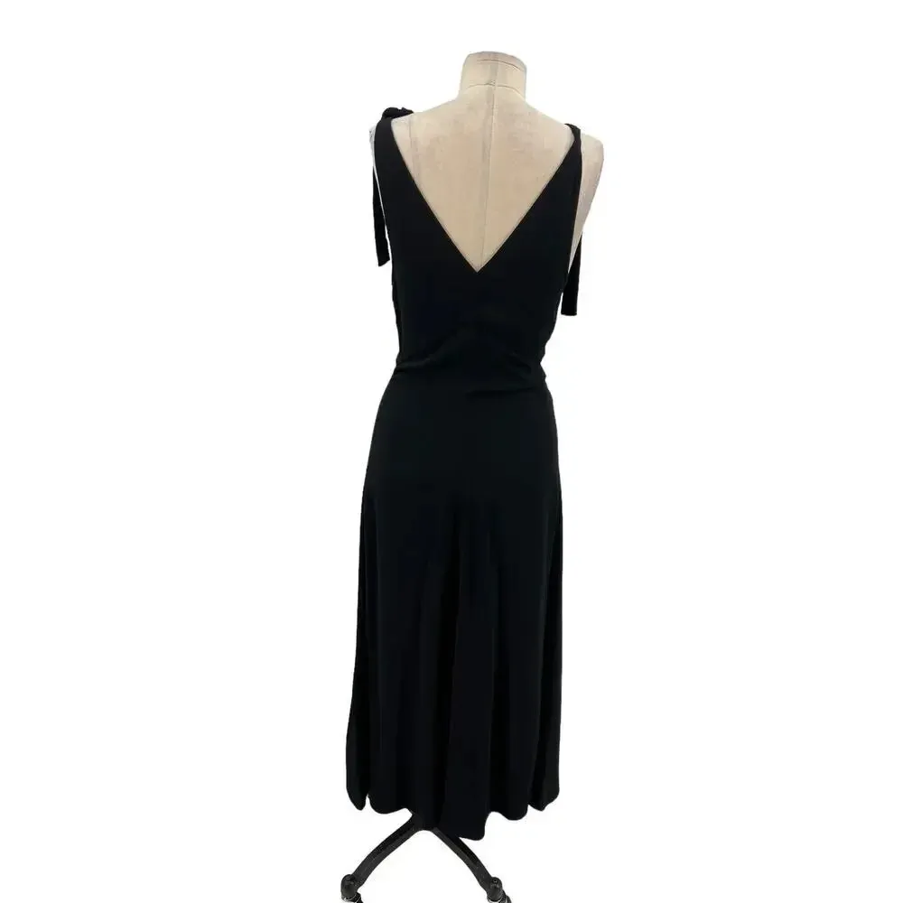 Aritzia Wilfred Tie Shoulder Sleeve Black Midi‎ Dress Sleeveless Slip Size Small - Image 8