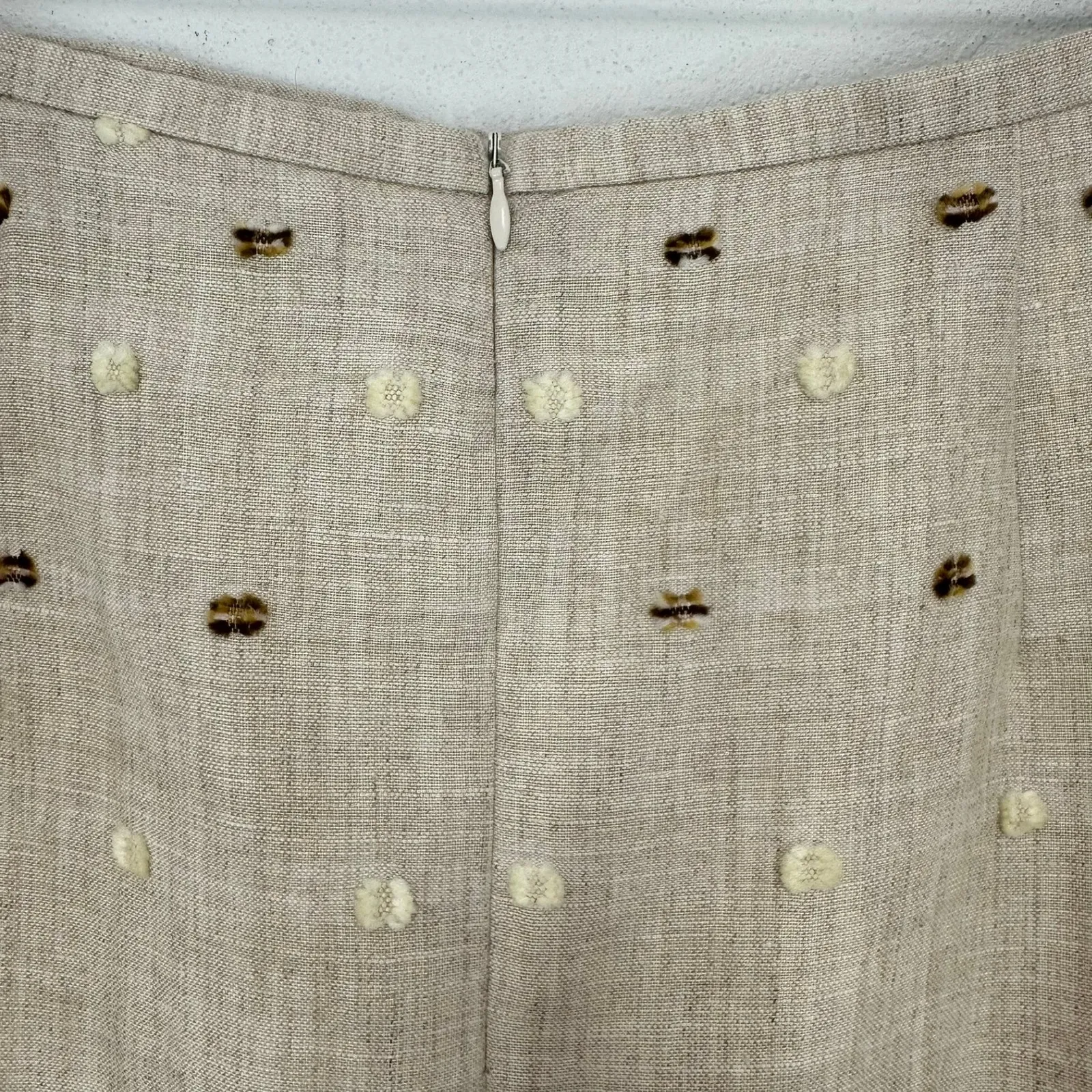 Bianca Nygaard‎ Linen Blend Skirt Beige Brown Embellished Midi Lagenlook Size 16 Tan - Image 8