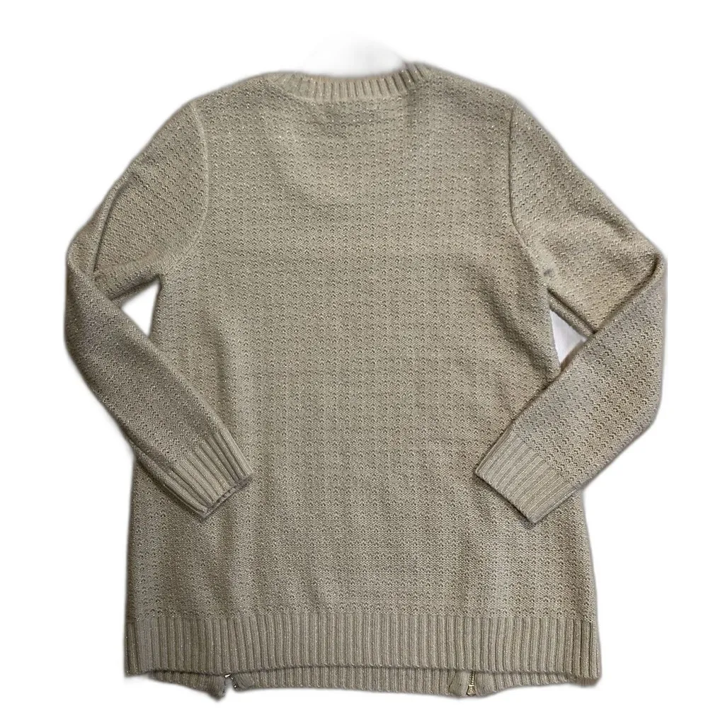 Style & Co XL Pull on Sweater Metallic Thread Accent Front Decorative Zippers - Image 2