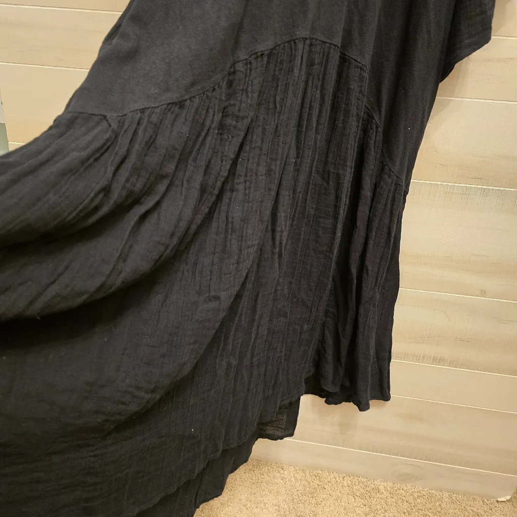 {L} Free People Beach Black Maxi Dress Bell Sleeve Gauze - Image 6