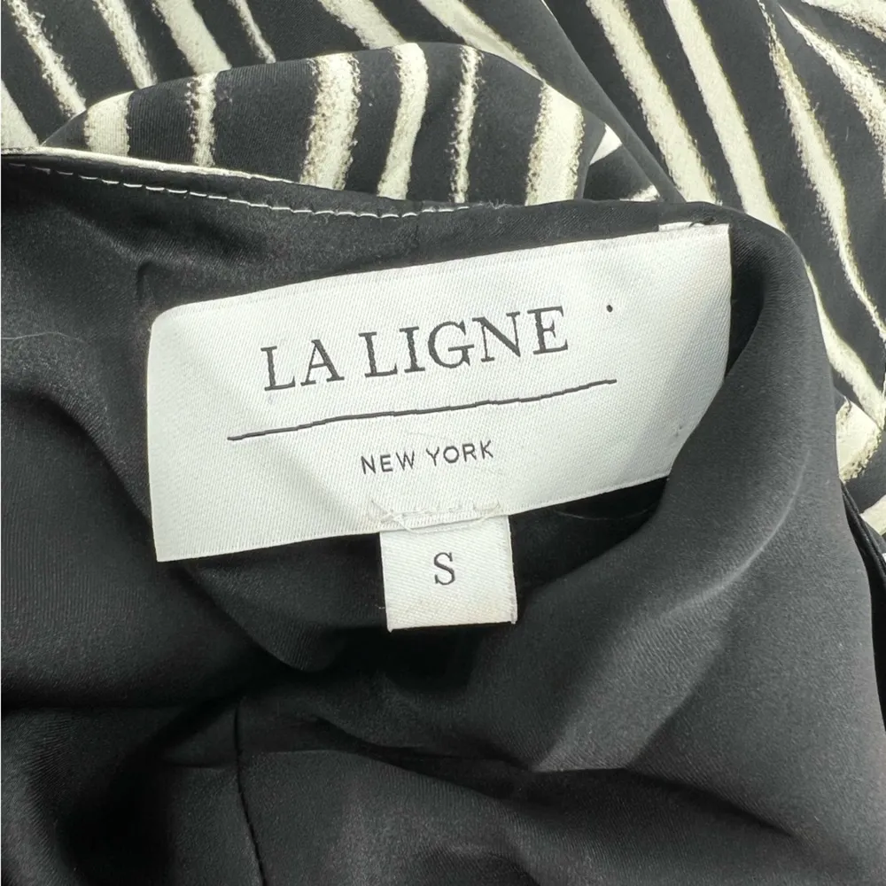 LA LIGNE Eva stripe silk dress midi sz S black white - Image 5