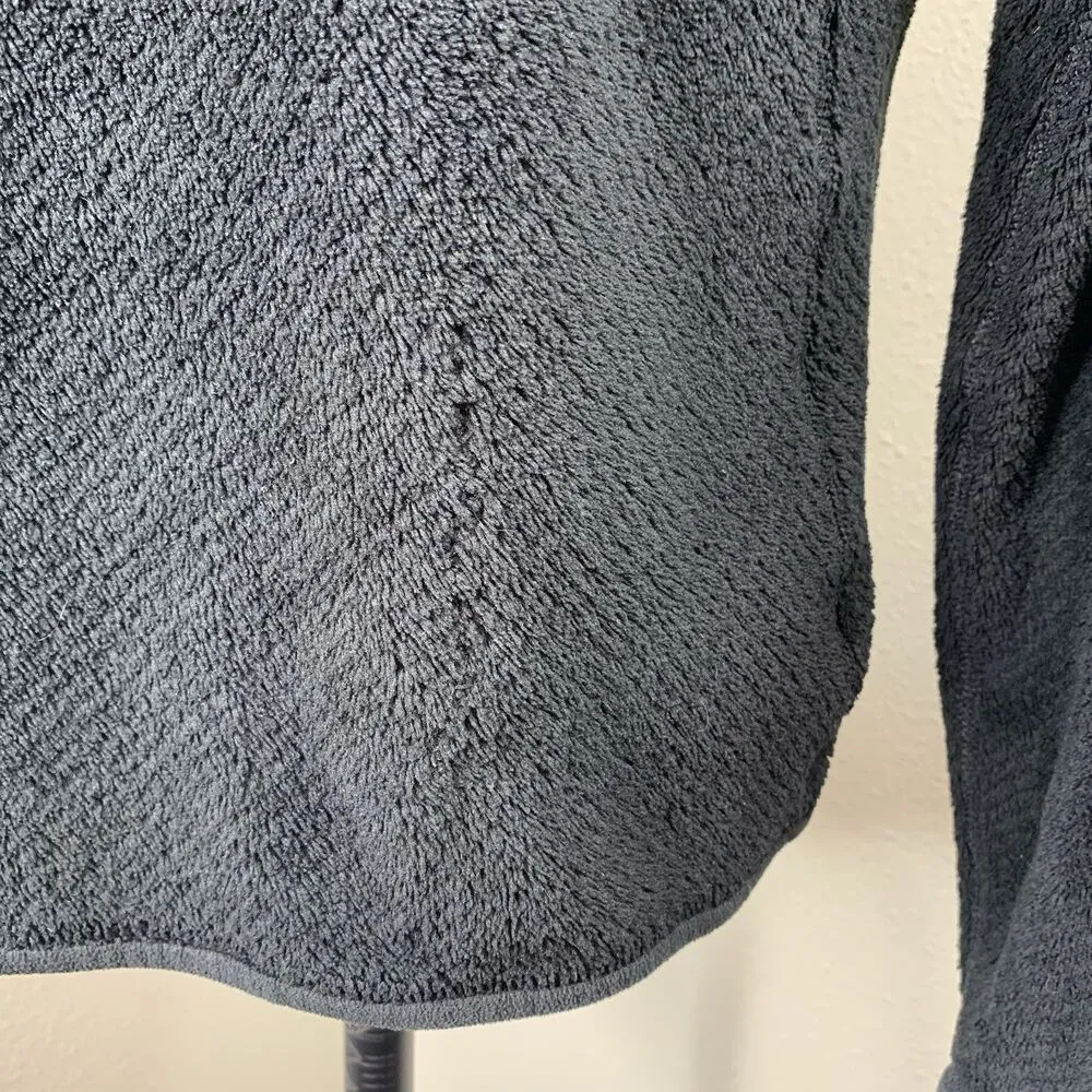 Fleece Jacket Women’s Sz S Black Pullover T Snap 1/4 Button Fuzzy Coat - Image 5