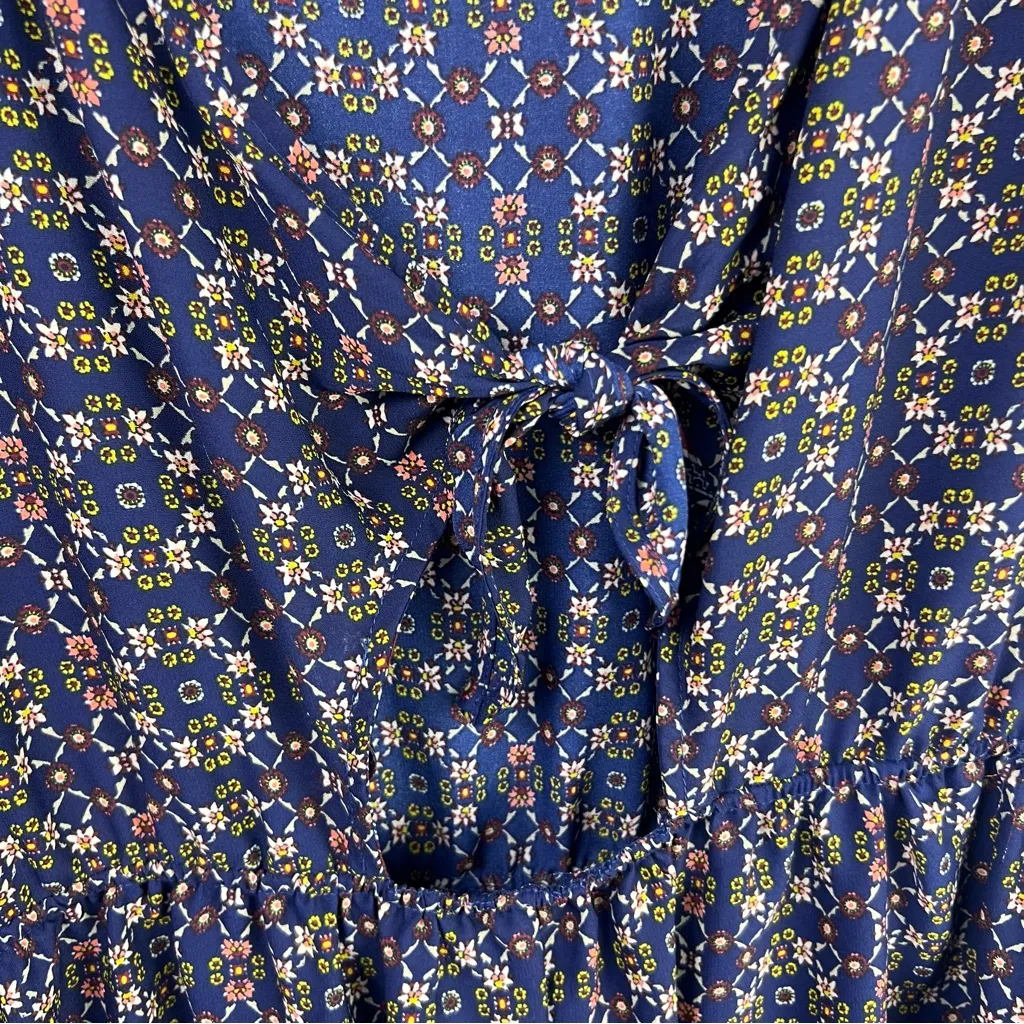 Rosette by Be Cool Navy Floral Boho Mini Dress Polyester Sleeveless Tie Back - Image 6