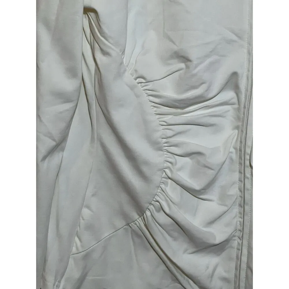 Anne Fontaine Ivory Activewear Ruched Long Sleeved Jacket Size 3 Small Paris Black - Image 3