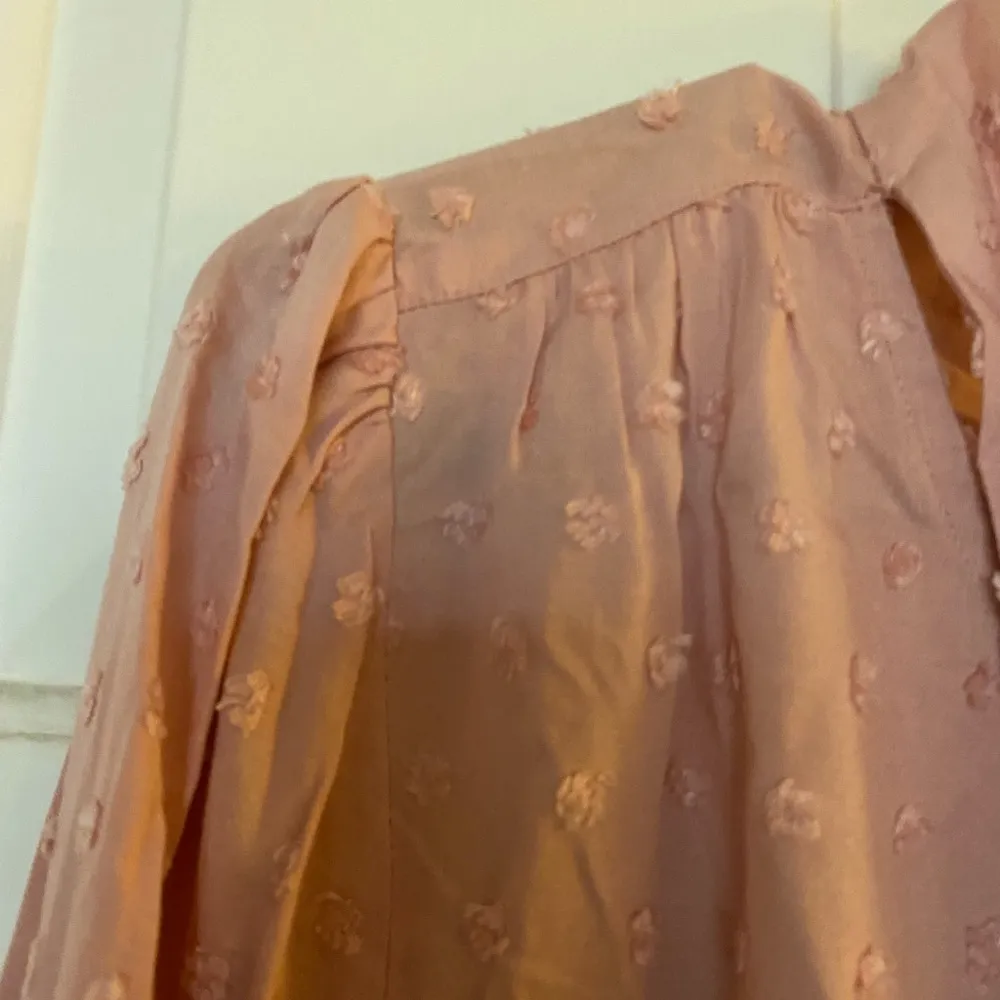 NWT Ann Taylor Loft Pink Swiss Dot Bow Blouse, Size Small - Image 5