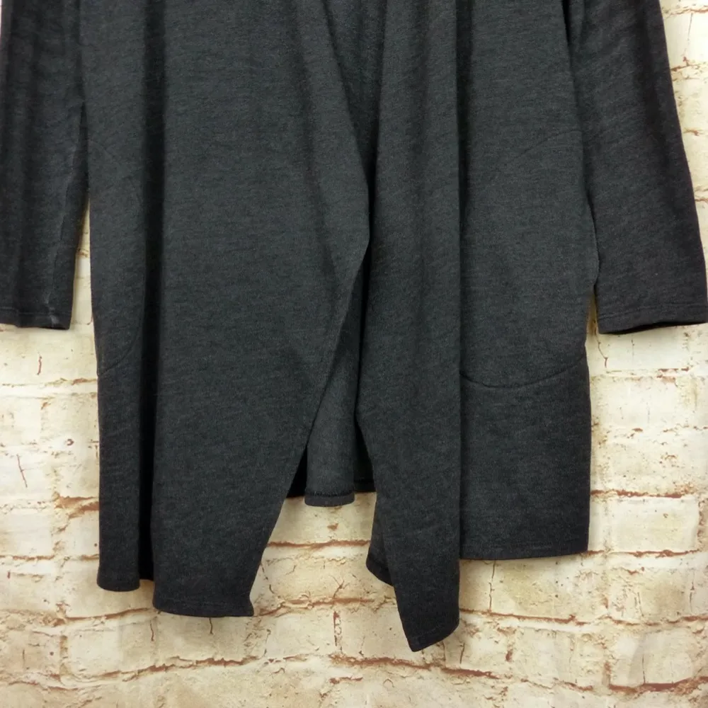 Pure J.Jill Open Front Drape Cardigan Sweater Women XS Gray Pockets Lagenlook - Image 3