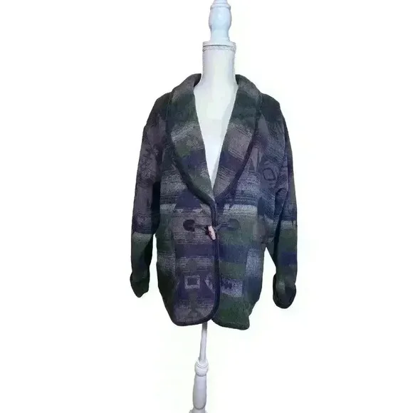 Vintage Coldwater Creek Wool Blanket Aztec Southwestern Sweater Jacket Size XL - Image 1