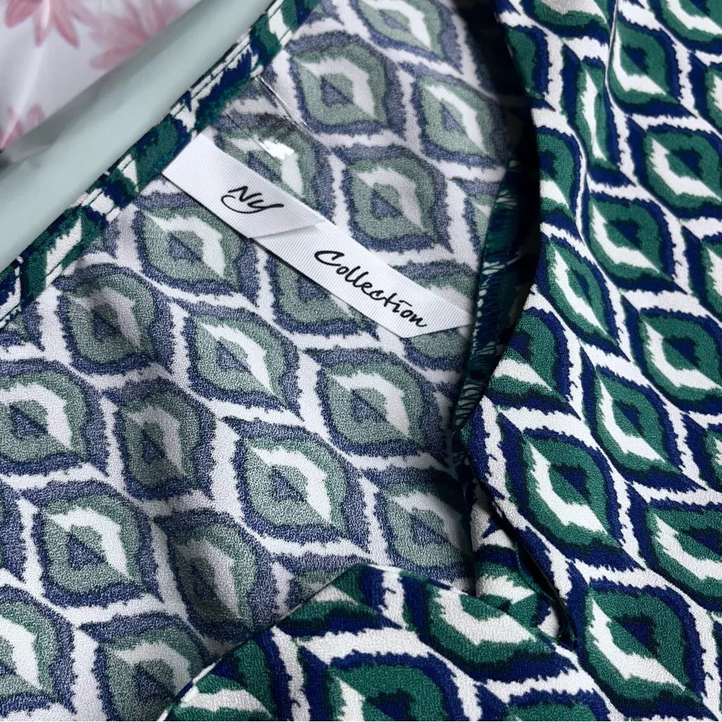 NY Collection Green and White Patterned Midi Dress - Image 7