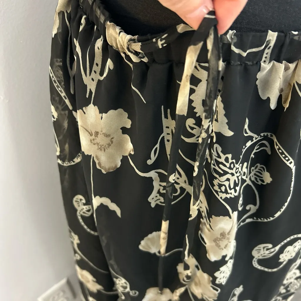 Modern Element Black Underlay Maxi Skirt with Sheer Floral Overlay Size 12P - Image 5