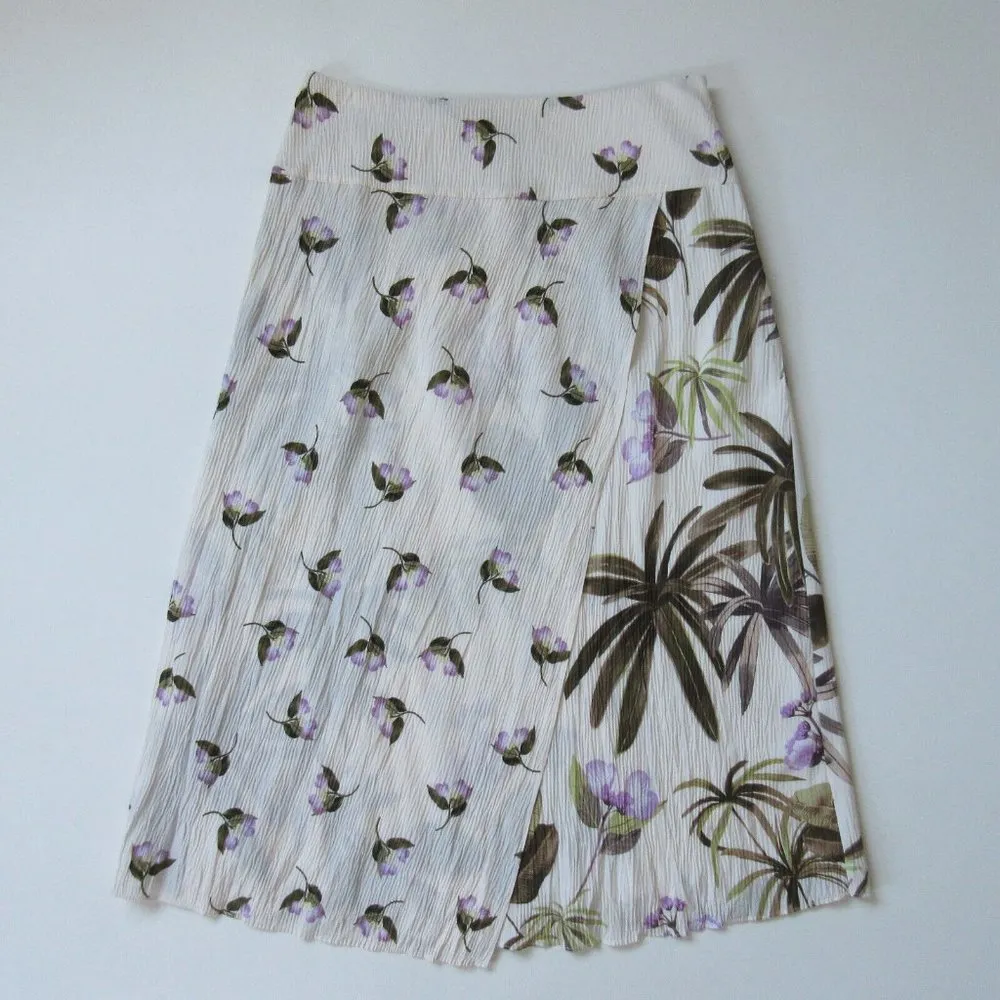 NWT Vince Mixed Tropical Garden Midi in Pale Alder Floral Crinkle Skirt 8 $295 - Image 9