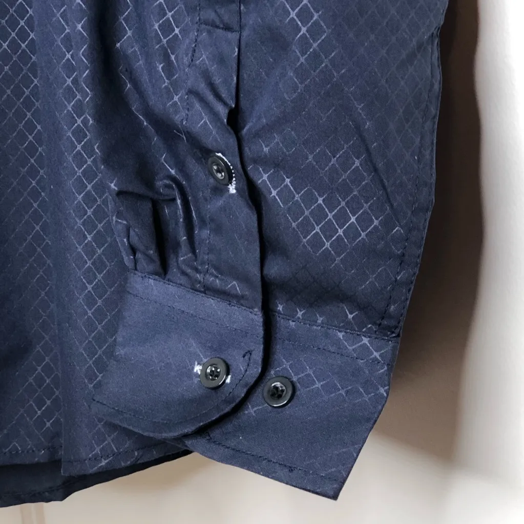 Long Sleeve Buttonup Navy Blue Blouse w/Collar Size undefined - Image 3