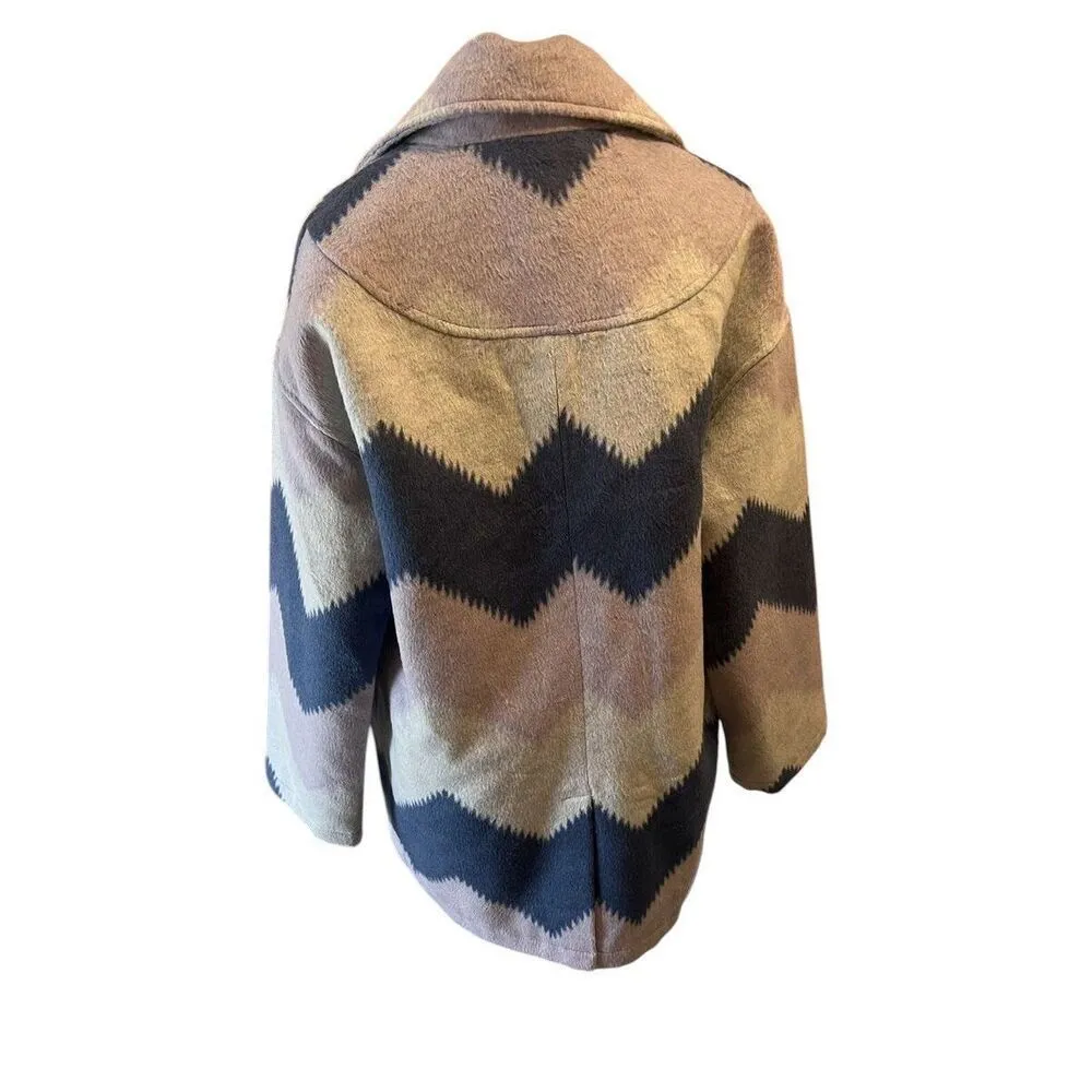 ✨Avec Les Filles Womens Oversized Chevron Wool-Blend Sz XL Peacoat✨ - Image 5