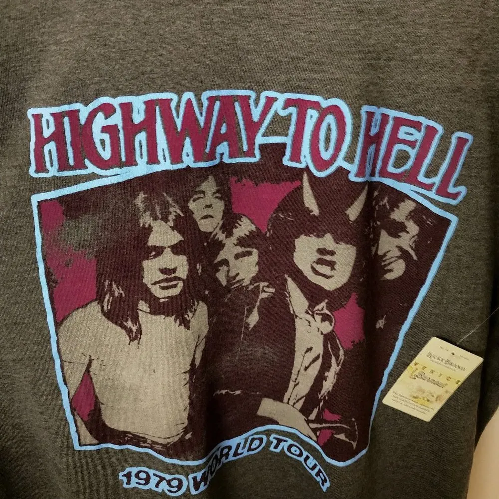 NEW Lucky Brand x ACDC Highway To Hell World Tour T Shirt Adult Gray Medium - Image 6