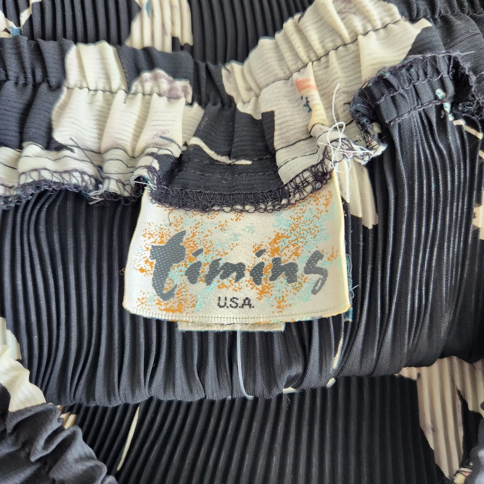 Vintage 90s Black Floral Pleated Chiffon Midi Skirt Whimsigoth Coquette M - Image 4