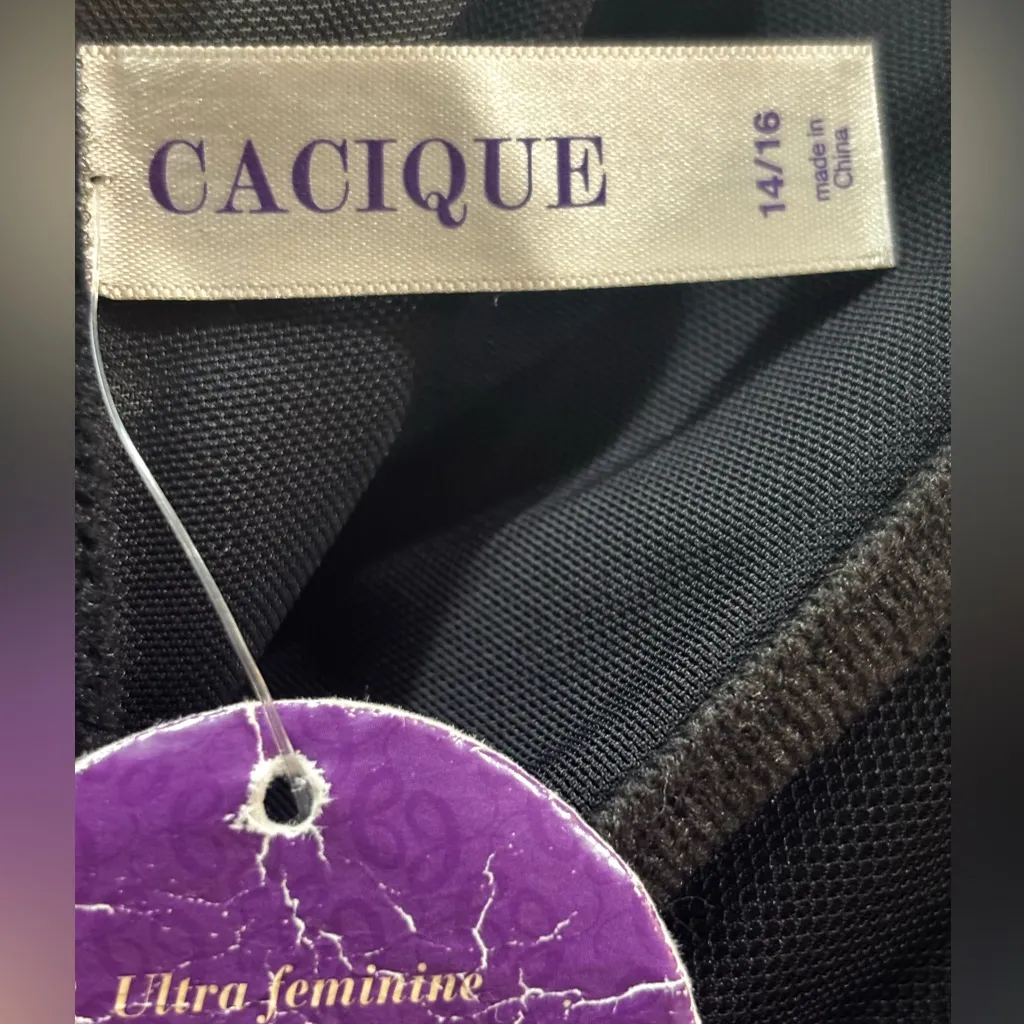 Cacique Black Pink Lace Bustier Corset Top Boning Plus Size 14/16 Whimsigoth - Image 4