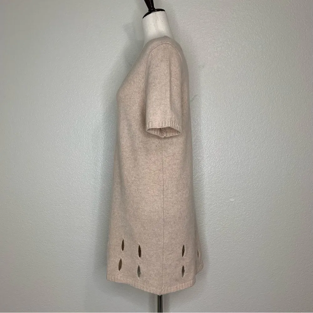 Chelsea & Theodore Cashmere Wool Blend Beige Short Sleeve Dress Tan Size M - Image 5