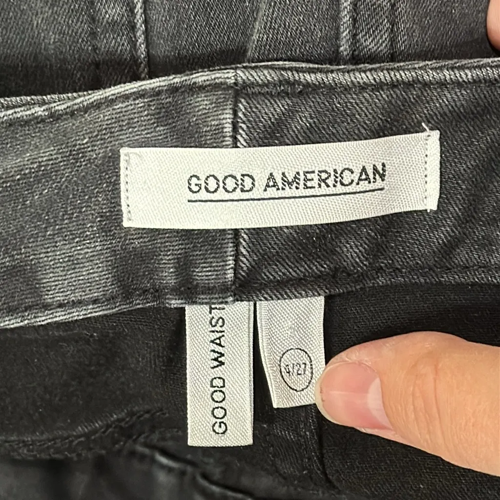 Good American Women’s Good Waist High Rise Distressed Black Skinny Jeans size 27 - Image 11