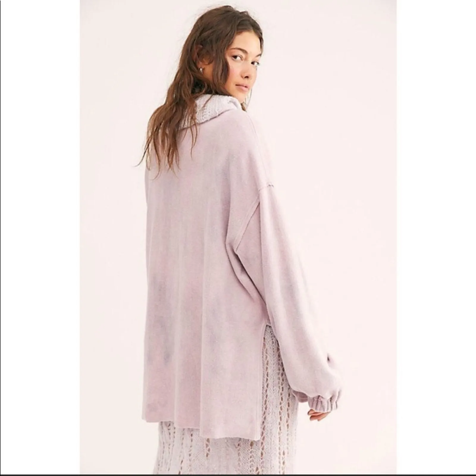 FREE PEOPLE Womens Casual Fleece Tie Dye Someday Oversize Pullover Sweater XS - Image 3