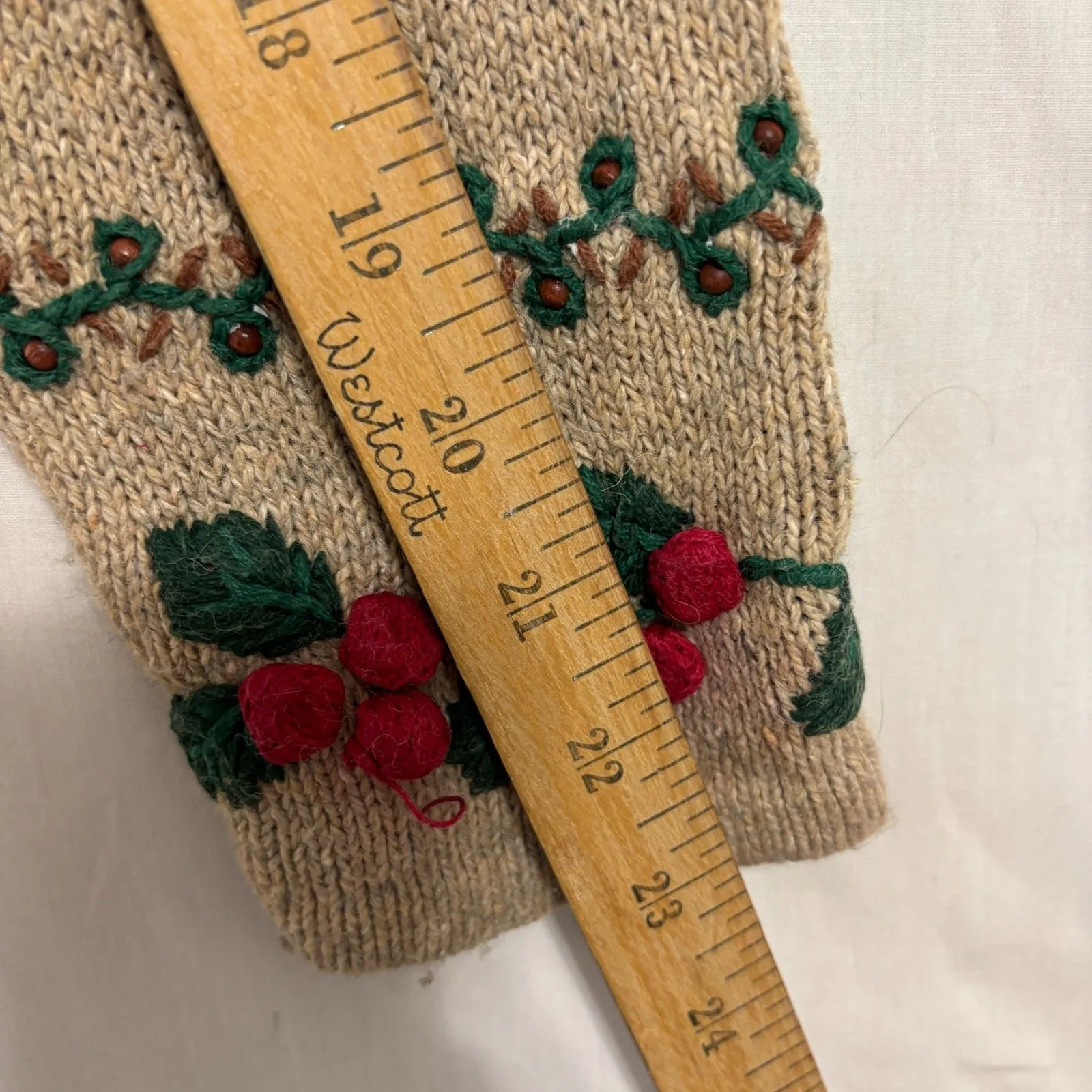 Vtg Tiara International Wool Blend Christmas Sweater Sz M Full Zip Embroidered - Image 10