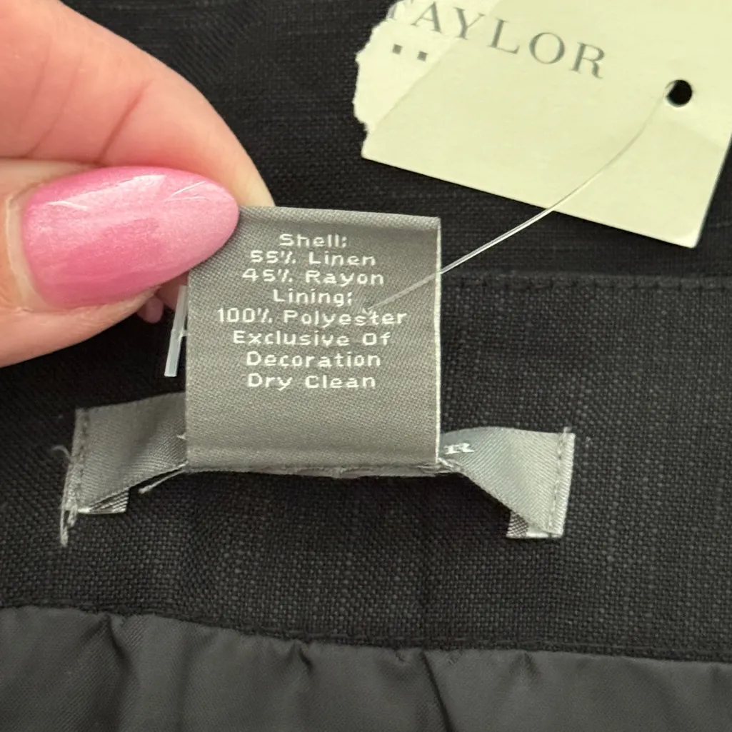 NWT Ann Taylor Black and White Embroidered Floral Linen Blend Skirt 4 - Image 6