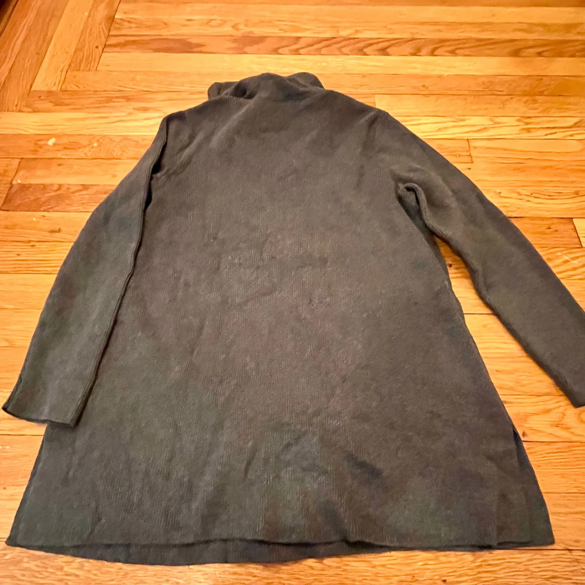 J.Jill Charcoal Gray Cowl Neck Sweater Dress Tunic Side Slits Medium Casual Chic - Image 11