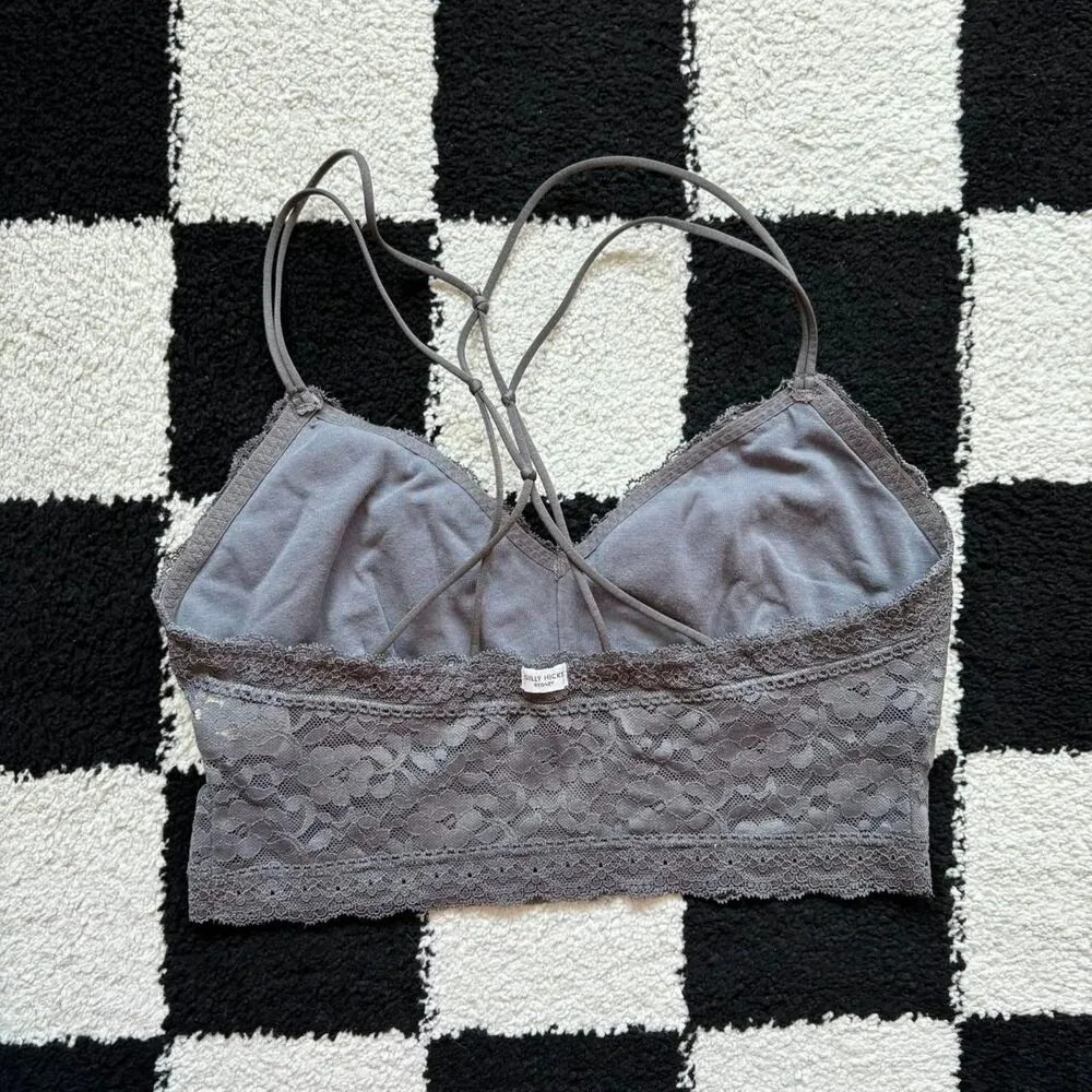 Gilly Hicks Grey Lace Longline Bralette M - Image 2
