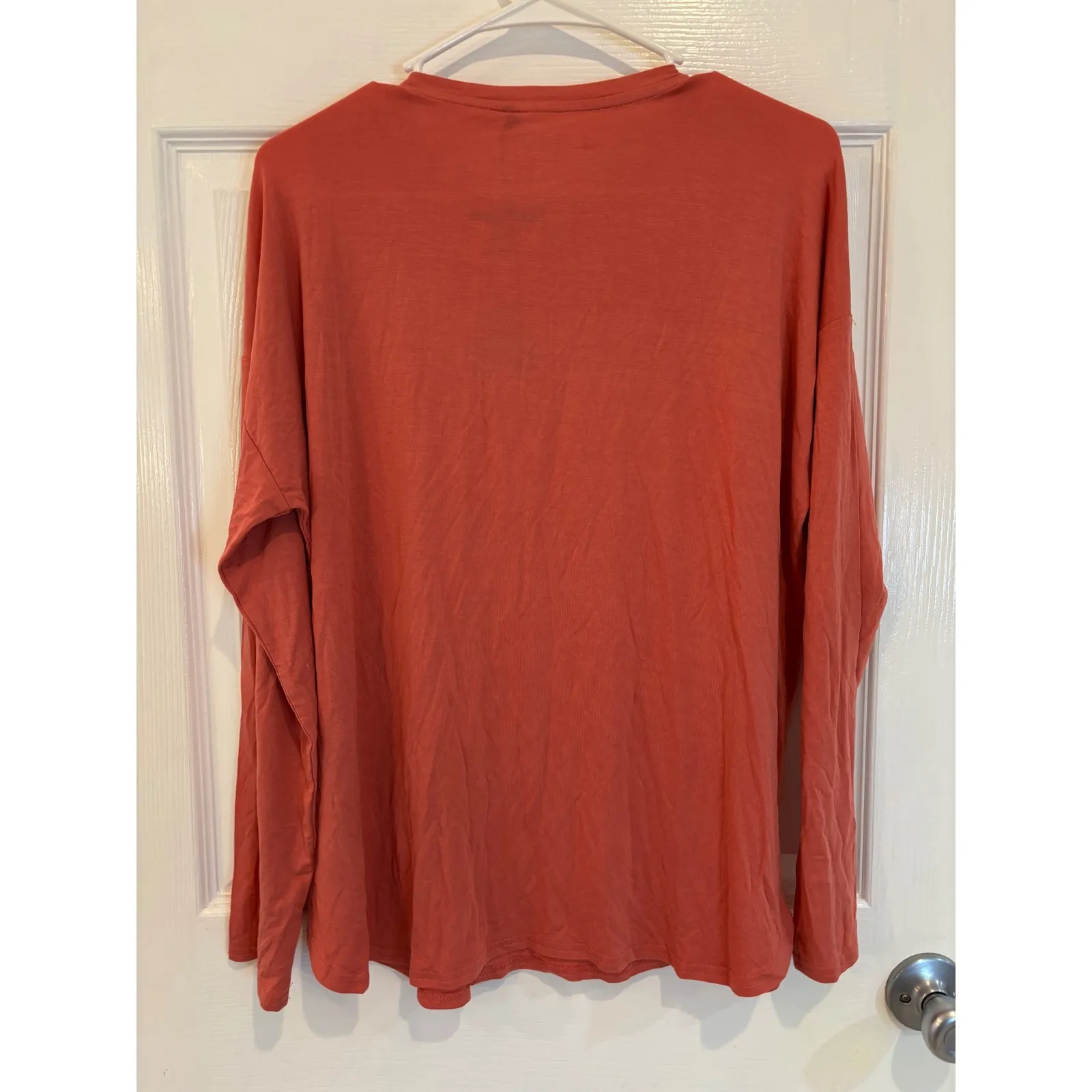 GAP Womens Long‎ Sleeve Crew Neck T-Shirt Top, Size Medium, Coral - Image 5