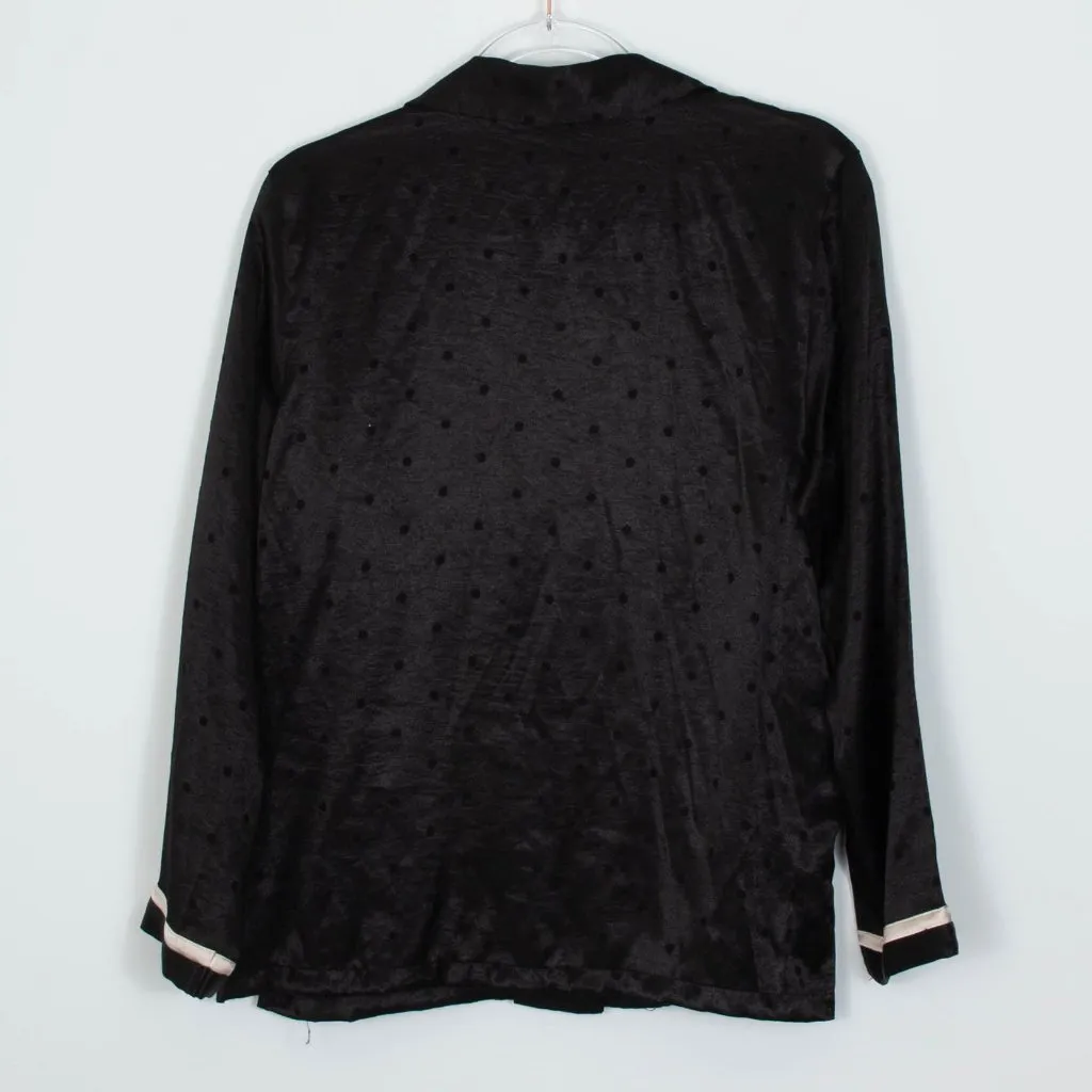 Victoria's Secret‎ Black Satin Striped Button Down Pajama Shirt Womens Size M - Image 9