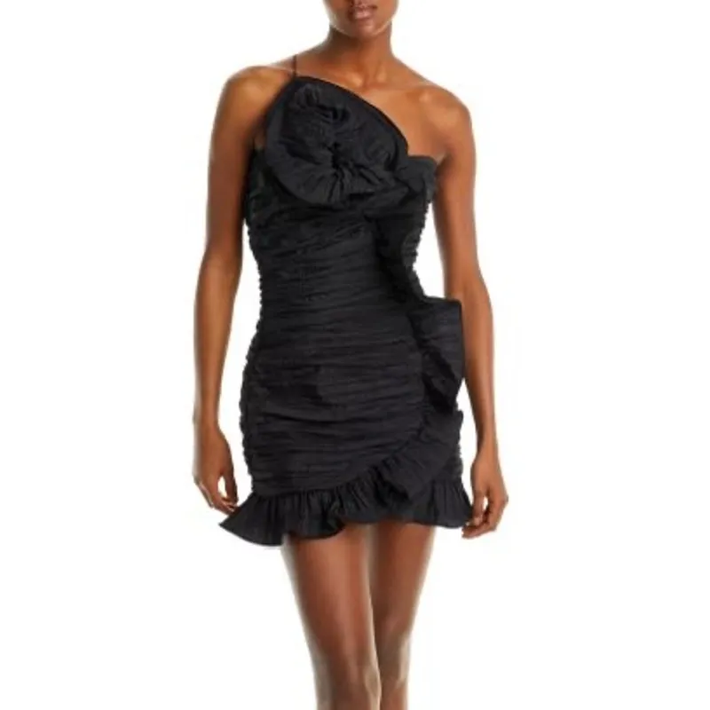 LoveShackFancy ​Brenaya Ruffle Flower Mini Bodycon Dress black size 6 - Image 2