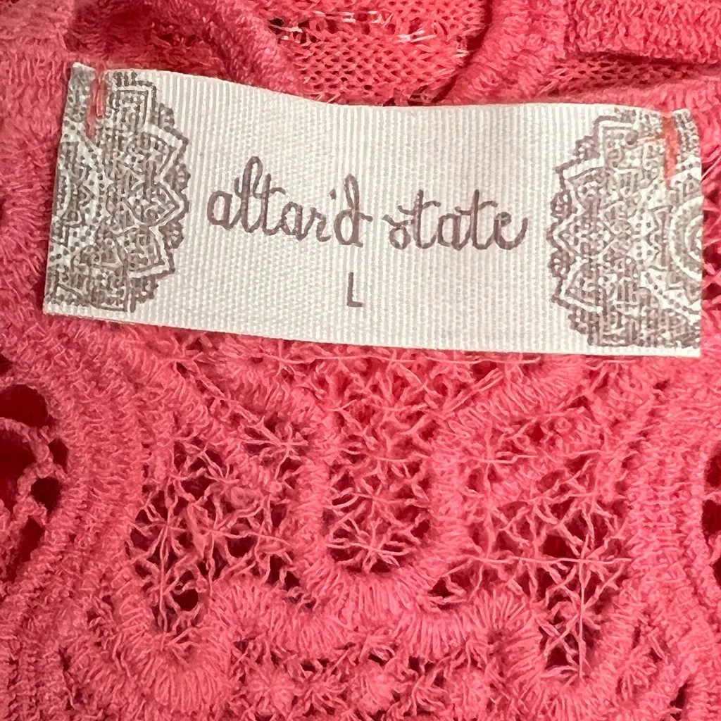 Altar’d State Boho Coral KnIt Sweater with Open Lace Back - Size Large - VGUC - Image 5