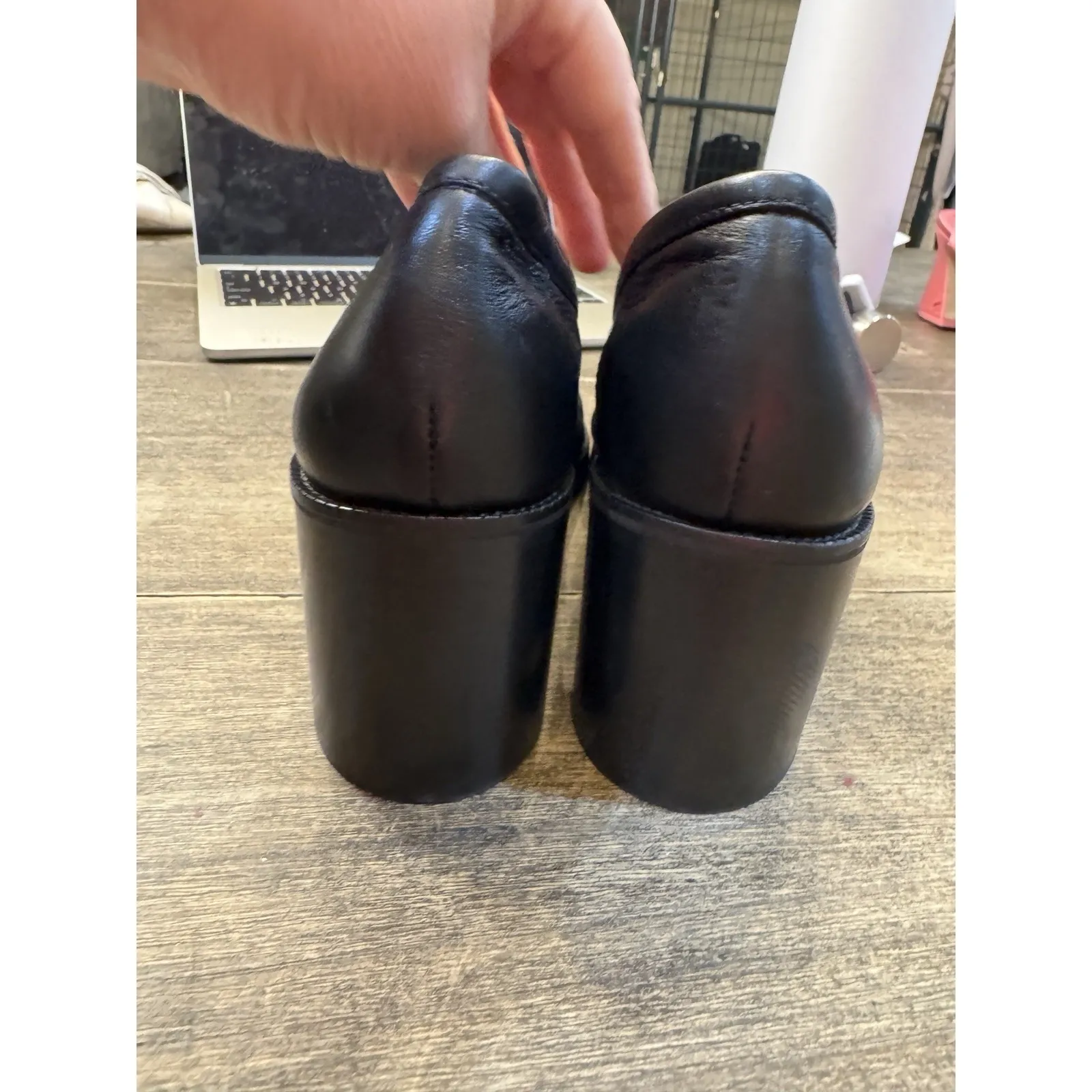 $595 NEW AQUATALIA Josette Black Leather Penny Loafer Heels Women Size‎ 10.5 - Image 6