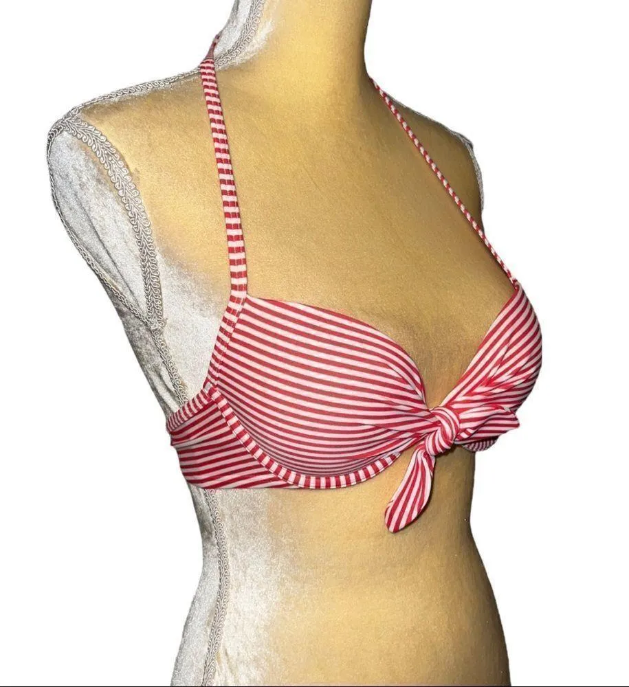Aerie red and white striped padded bikini top! - Image 5