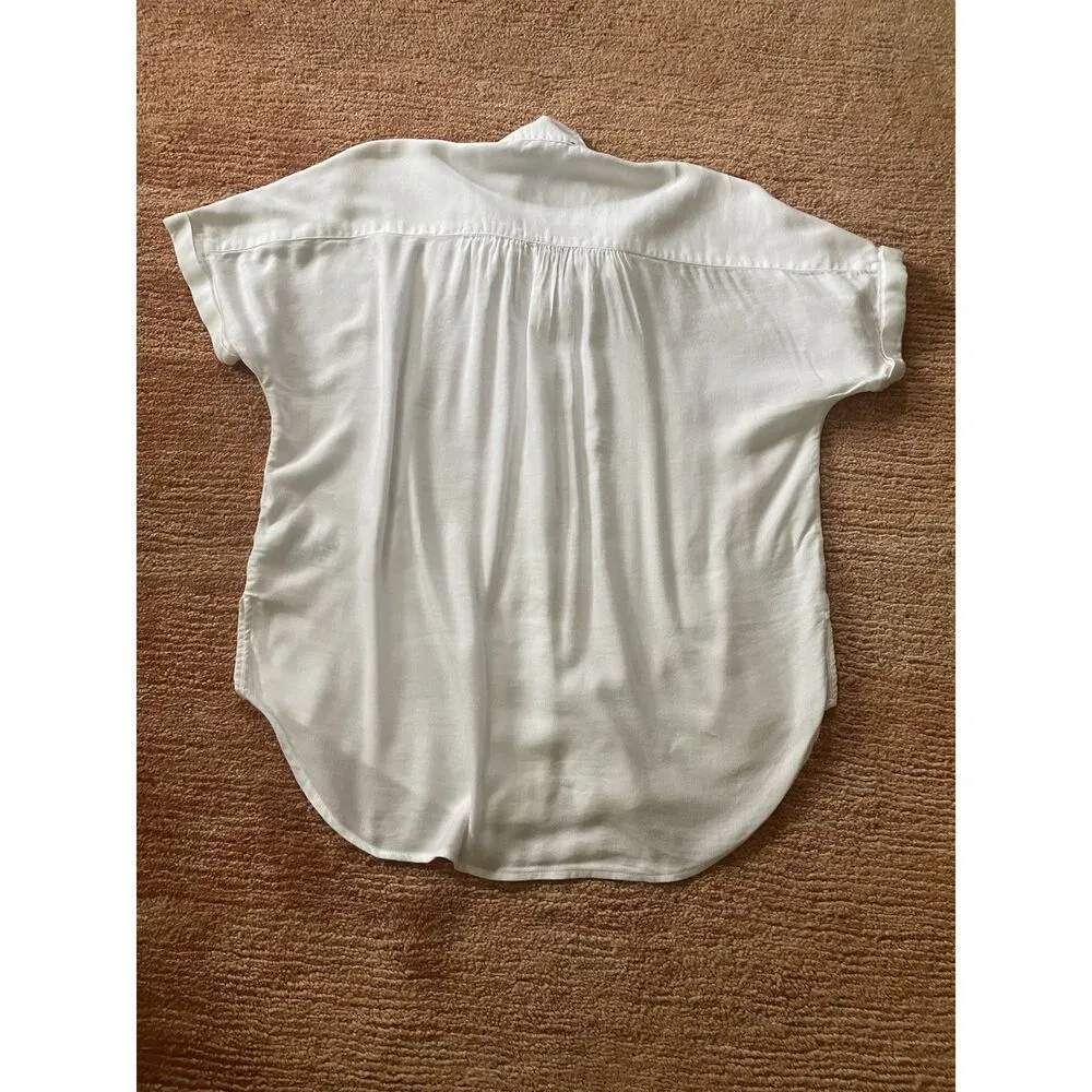 Gloria Vanderbilt White Button Front Blouse Dolman Short Sleeve Top Size M - Image 7