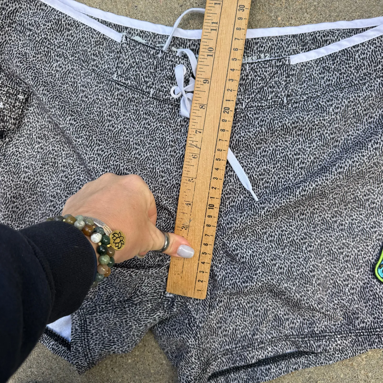 Maui Rippers Board Shorts Swim Surf Trunks Black & White Speckle womens Size 12 - Image 9