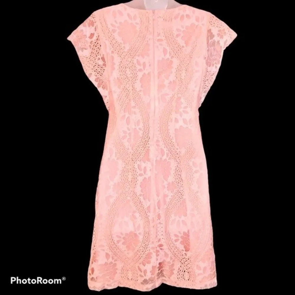 Pink Lace Above Knee Dress Size 4 - Image 3