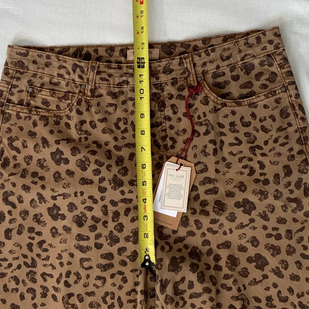 TRU LUXE leopard print hi waist straight jean in brown animal print NWT‎ size 12 - Image 6