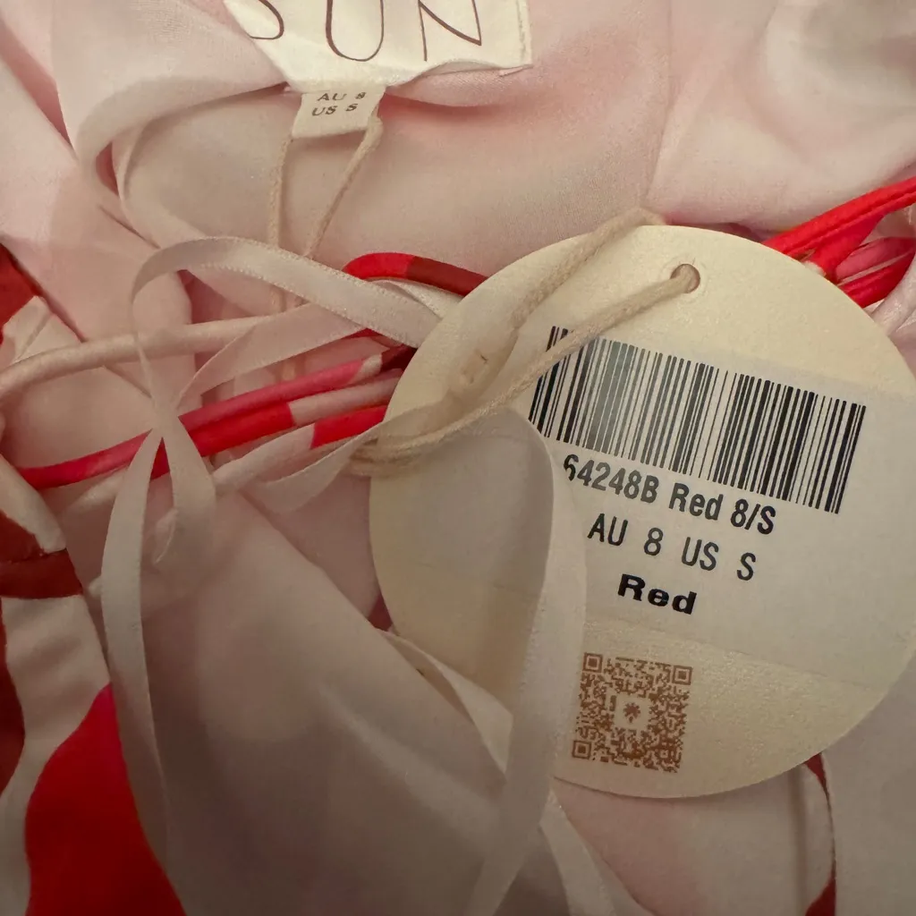 Latisha Strappy Cowl Back Midi Dress Floral Red small NWT - Image 3