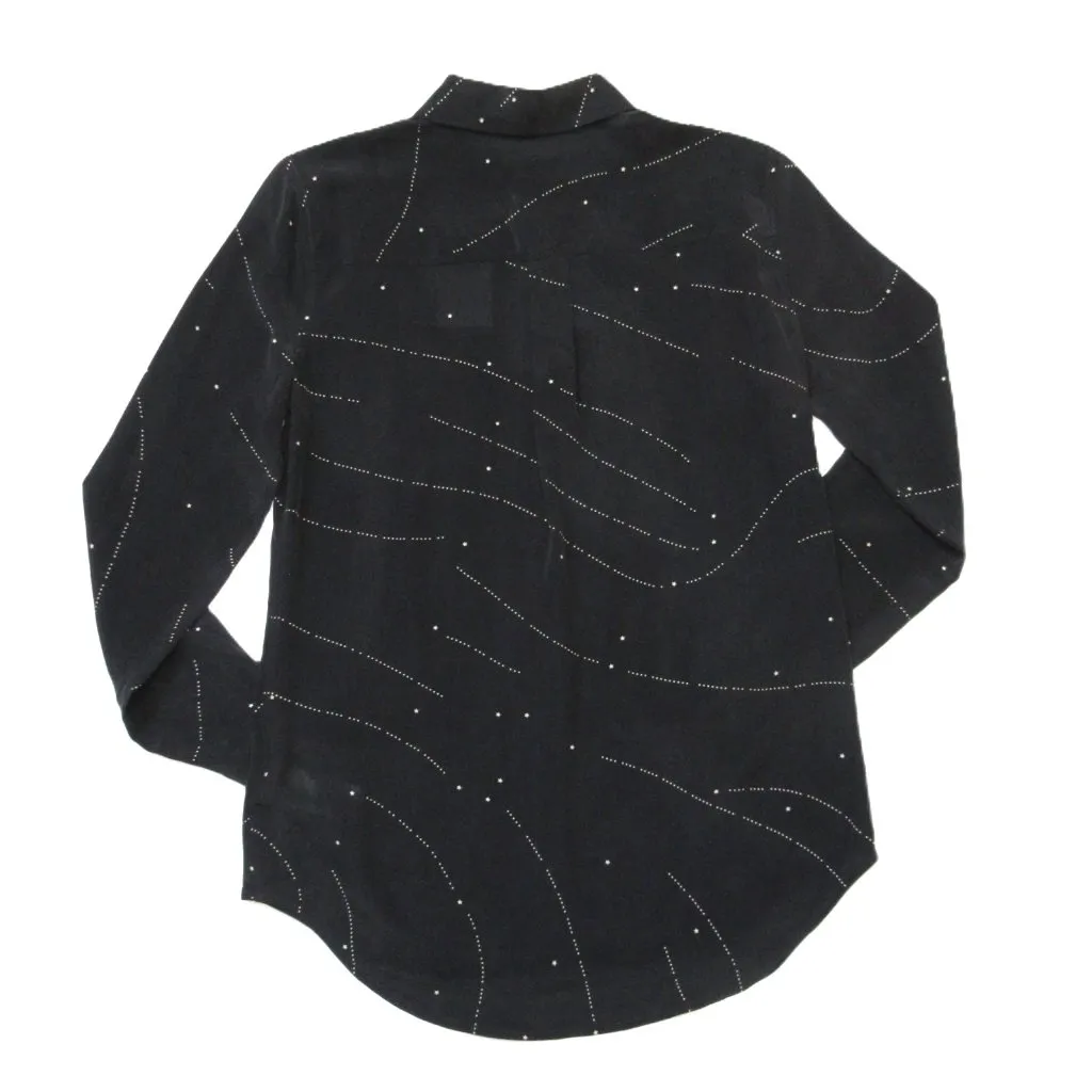 NWT Equipment Signature Slim in Black White Star Silk Button Down Shirt XS - Image 6