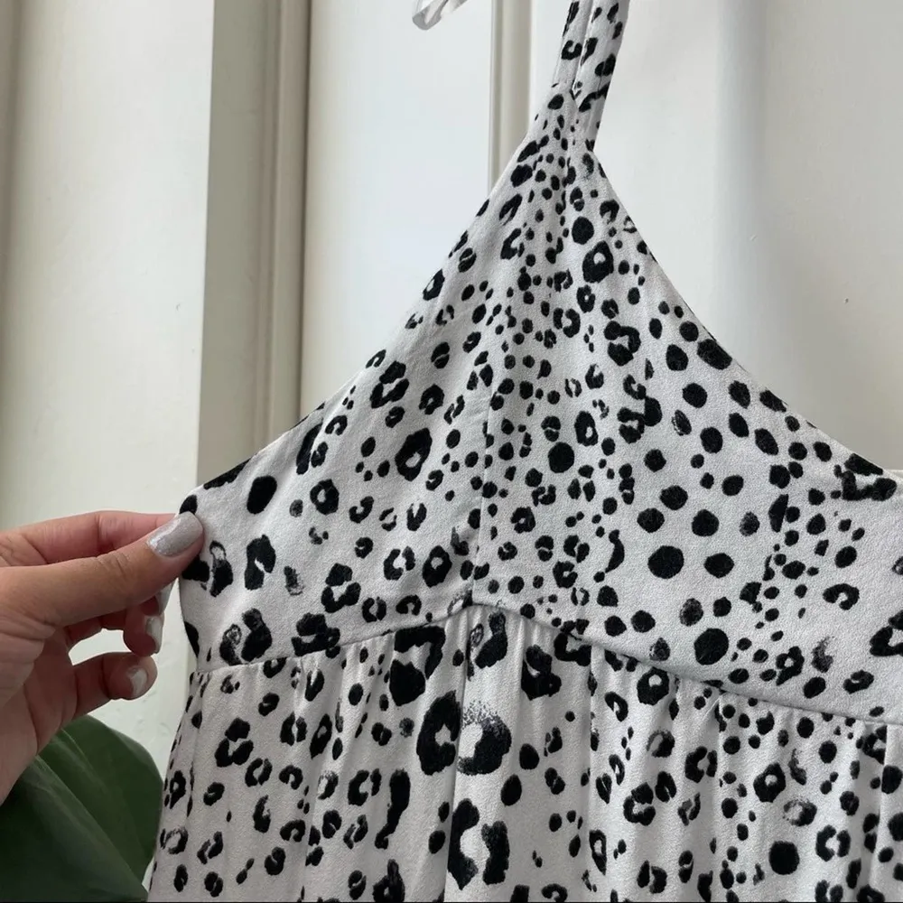 Lela Sky  Leopard Cami Tank Top White Black L - Image 3